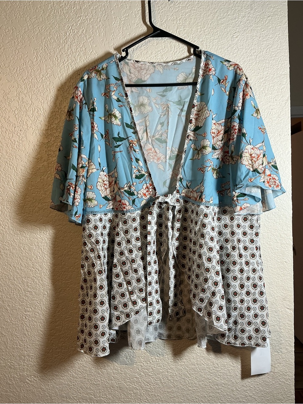 Imily Bella Patchwork Tie Front Kimono Cardigan